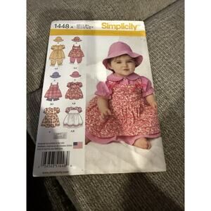 Simplicity 1448 Baby Dress Pantaloons Hat Pattern Size XS-L Karen Z Uncut